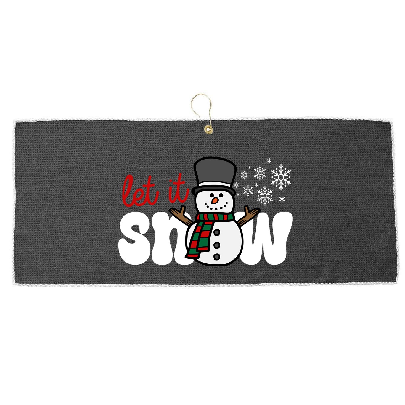 Let It Snow Christmas Holiday Cute Large Microfiber Waffle Golf Towel