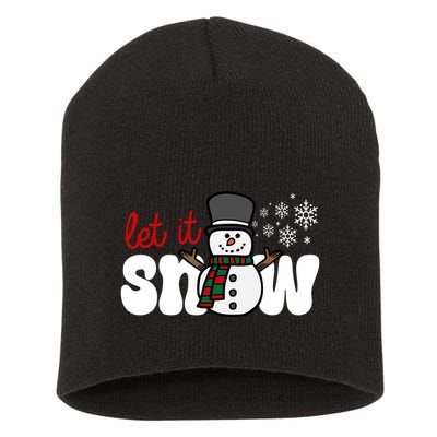 Let It Snow Christmas Holiday Cute Short Acrylic Beanie