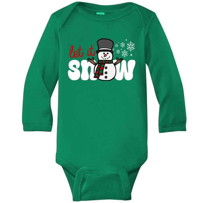 Let It Snow Christmas Holiday Cute Baby Long Sleeve Bodysuit