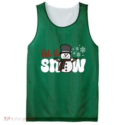 Let It Snow Christmas Holiday Cute Mesh Reversible Basketball Jersey Tank