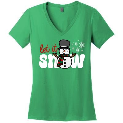 Let It Snow Christmas Holiday Cute Women's V-Neck T-Shirt