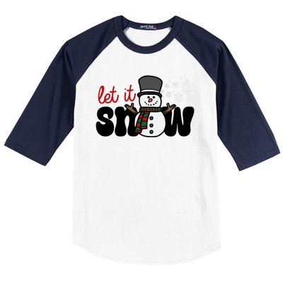 Let It Snow Christmas Holiday Cute Baseball Sleeve Shirt