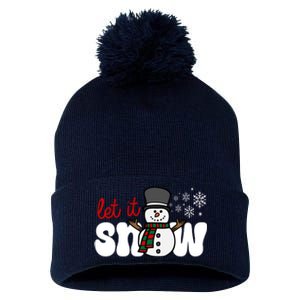 Let It Snow Christmas Holiday Cute Pom Pom 12in Knit Beanie