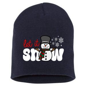 Let It Snow Christmas Holiday Cute Short Acrylic Beanie