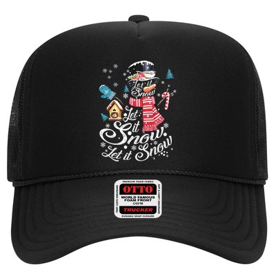 Let It Snow Christmas Gift Snow With Snowflakes And Gloves Funny Gift Trucker Hat