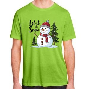 Let It Snow Cute Snowman Christmas Xmas Holiday Adult ChromaSoft Performance T-Shirt