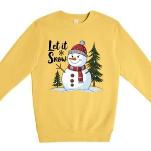 Let It Snow Cute Snowman Christmas Xmas Holiday Premium Crewneck Sweatshirt