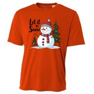 Let It Snow Cute Snowman Christmas Xmas Holiday Cooling Performance Crew T-Shirt