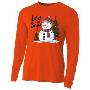 Let It Snow Cute Snowman Christmas Xmas Holiday Cooling Performance Long Sleeve Crew