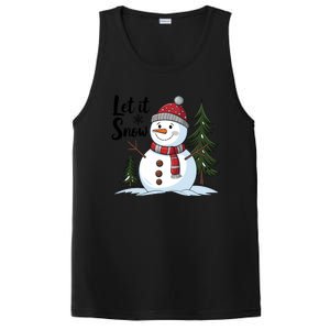 Let It Snow Cute Snowman Christmas Xmas Holiday PosiCharge Competitor Tank