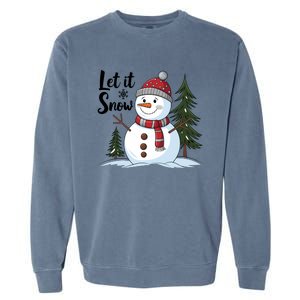 Let It Snow Cute Snowman Christmas Xmas Holiday Garment-Dyed Sweatshirt