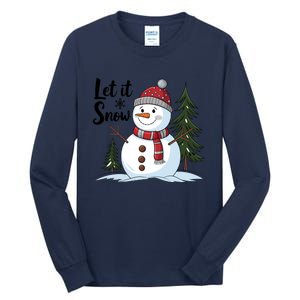 Let It Snow Cute Snowman Christmas Xmas Holiday Tall Long Sleeve T-Shirt