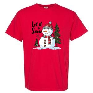 Let It Snow Cute Snowman Christmas Xmas Holiday Garment-Dyed Heavyweight T-Shirt