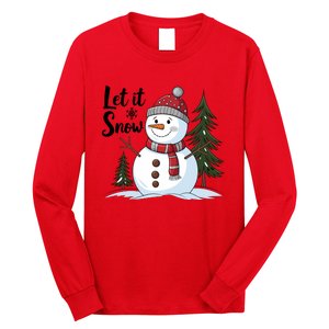 Let It Snow Cute Snowman Christmas Xmas Holiday Long Sleeve Shirt