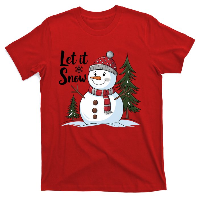 Let It Snow Cute Snowman Christmas Xmas Holiday T-Shirt