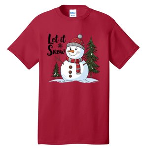 Let It Snow Cute Snowman Christmas Xmas Holiday Tall T-Shirt