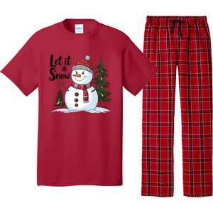 Let It Snow Cute Snowman Christmas Xmas Holiday Pajama Set