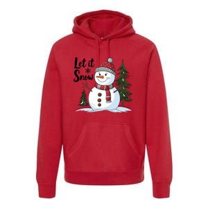 Let It Snow Cute Snowman Christmas Xmas Holiday Premium Hoodie