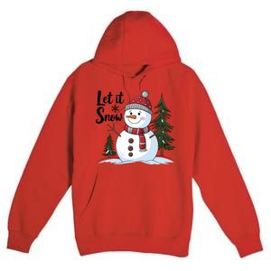 Let It Snow Cute Snowman Christmas Xmas Holiday Premium Pullover Hoodie