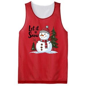 Let It Snow Cute Snowman Christmas Xmas Holiday Mesh Reversible Basketball Jersey Tank