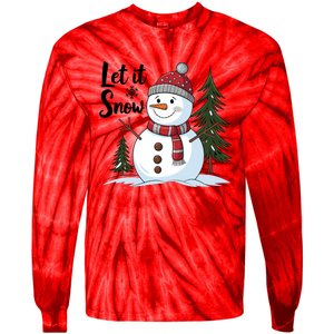 Let It Snow Cute Snowman Christmas Xmas Holiday Tie-Dye Long Sleeve Shirt