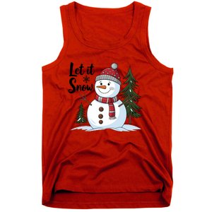 Let It Snow Cute Snowman Christmas Xmas Holiday Tank Top