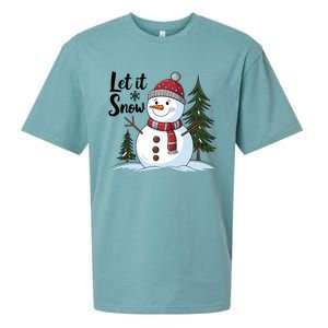 Let It Snow Cute Snowman Christmas Xmas Holiday Sueded Cloud Jersey T-Shirt