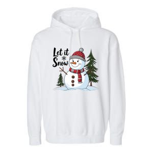 Let It Snow Cute Snowman Christmas Xmas Holiday Garment-Dyed Fleece Hoodie