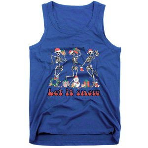 Let It Snow Dancing Skeleton Santa Happy Holiday Xmas Funny Gift Tank Top