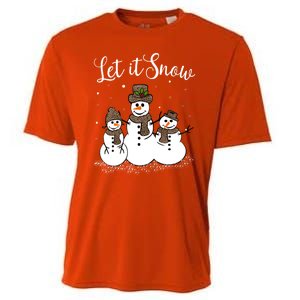 Let It Snow Happy Snow Leopard Print Hats Snow Gift Cooling Performance Crew T-Shirt