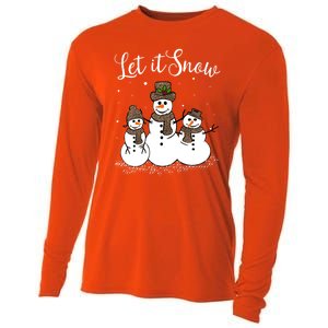 Let It Snow Happy Snow Leopard Print Hats Snow Gift Cooling Performance Long Sleeve Crew