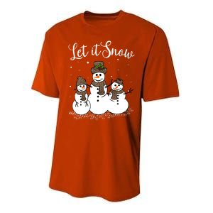 Let It Snow Happy Snow Leopard Print Hats Snow Gift Performance Sprint T-Shirt