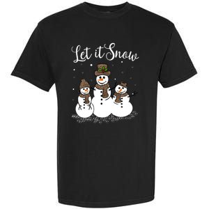 Let It Snow Happy Snow Leopard Print Hats Snow Gift Garment-Dyed Heavyweight T-Shirt