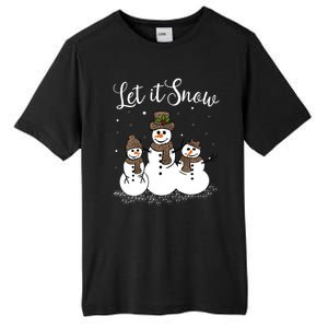 Let It Snow Happy Snow Leopard Print Hats Snow Gift Tall Fusion ChromaSoft Performance T-Shirt