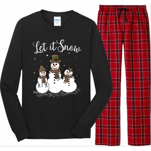 Let It Snow Happy Snow Leopard Print Hats Snow Gift Long Sleeve Pajama Set