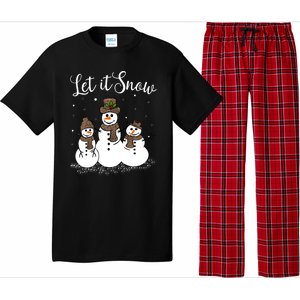 Let It Snow Happy Snow Leopard Print Hats Snow Gift Pajama Set