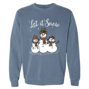 Let It Snow Happy Snow Leopard Print Hats Snow Gift Garment-Dyed Sweatshirt