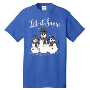 Let It Snow Happy Snow Leopard Print Hats Snow Gift Tall T-Shirt