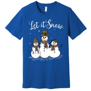 Let It Snow Happy Snow Leopard Print Hats Snow Gift Premium T-Shirt