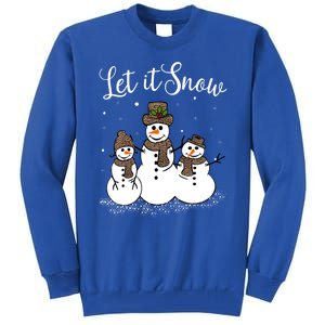 Let It Snow Happy Snow Leopard Print Hats Snow Gift Tall Sweatshirt