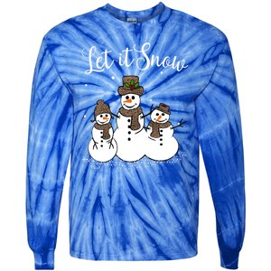 Let It Snow Happy Snow Leopard Print Hats Snow Gift Tie-Dye Long Sleeve Shirt