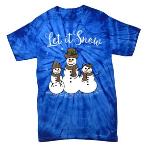 Let It Snow Happy Snow Leopard Print Hats Snow Gift Tie-Dye T-Shirt