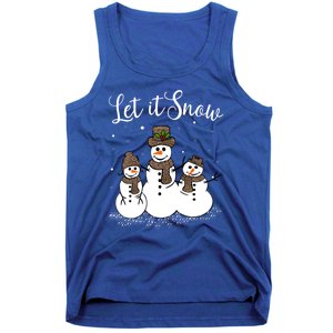 Let It Snow Happy Snow Leopard Print Hats Snow Gift Tank Top