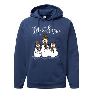 Let It Snow Happy Snow Leopard Print Hats Snow Gift Performance Fleece Hoodie