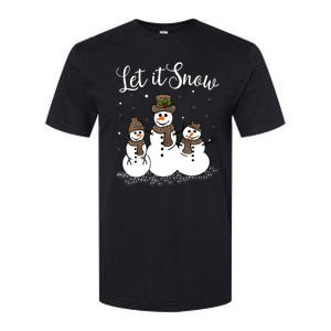 Let It Snow Happy Snow Leopard Print Hats Snow Gift Softstyle CVC T-Shirt