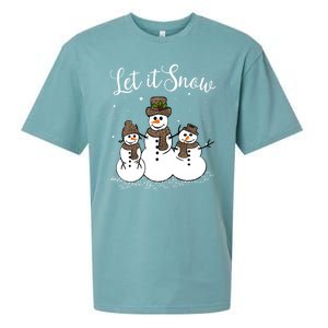 Let It Snow Happy Snow Leopard Print Hats Snow Gift Sueded Cloud Jersey T-Shirt