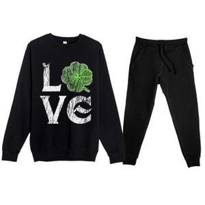 Love Ireland St. Patrick's Day IrishGreen Clover Premium Crewneck Sweatsuit Set