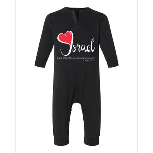 Love Israel Support Protect Love Heart Bless Infant Fleece One Piece