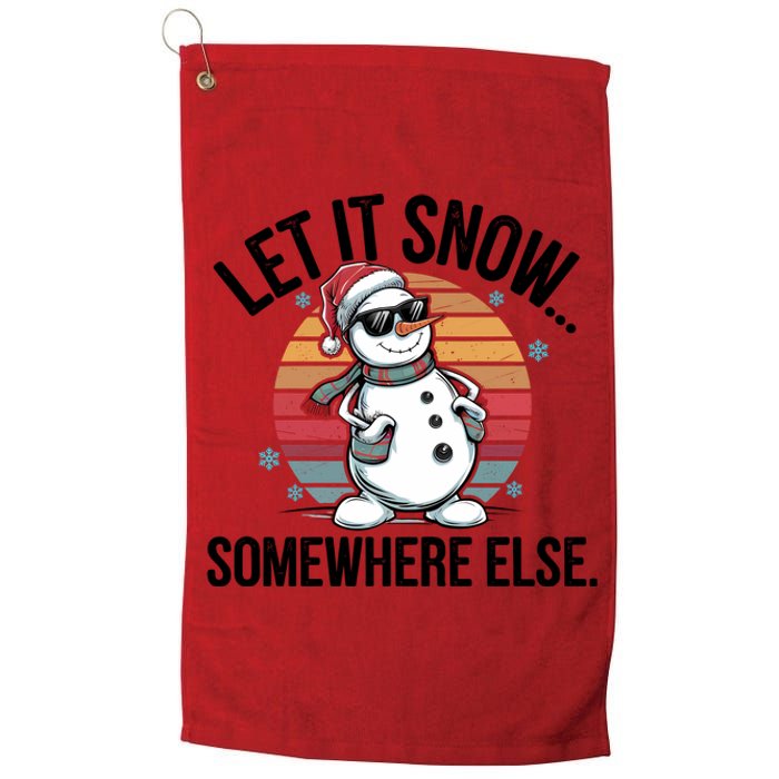 Let It Snow Somewhere Else Christmas Snowman Vintage Platinum Collection Golf Towel