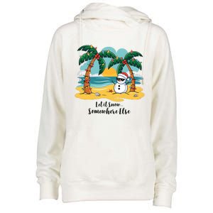 Let It Snow Somewhere Else Christmas Snowman Funny Beach Womens Funnel Neck Pullover Hood